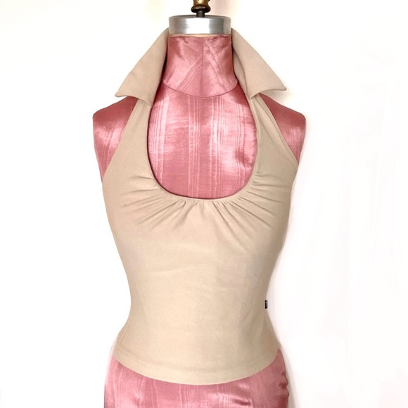 XOXO Tops - Halter Top XOXO with collar in Sand Dune SZ S